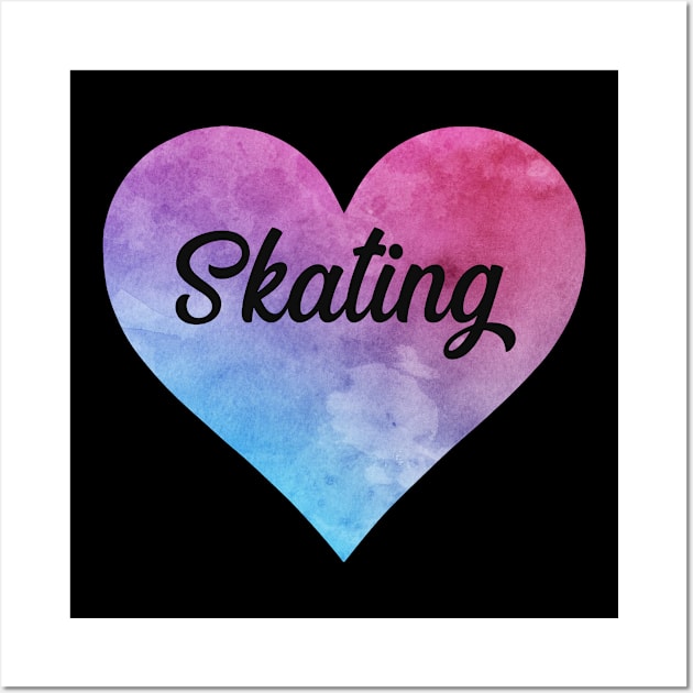 Skating girl watercolor heart sticker. Perfect present for mother dad friend him or her Wall Art by SerenityByAlex